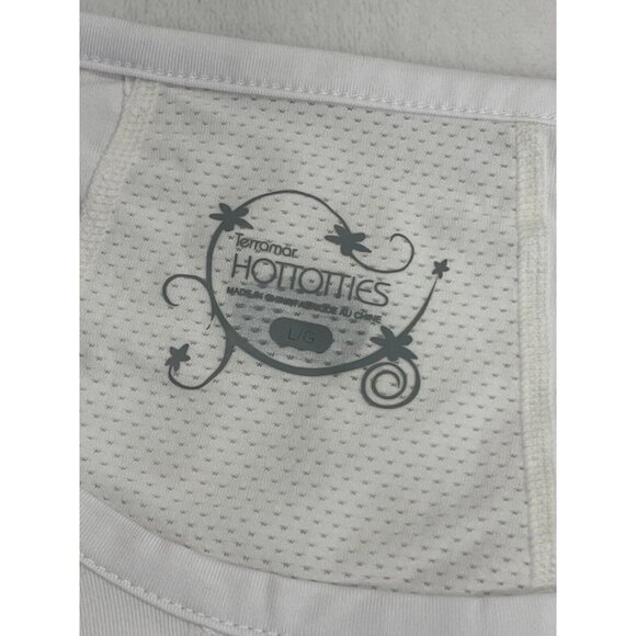 Terramar Hottotties Womens White Performance Top L Long‎ Sleeve with Thumb Hole - Picture 4 of 9